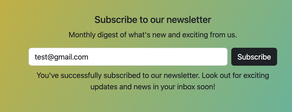 Preview of Newsletter Subscription Page 