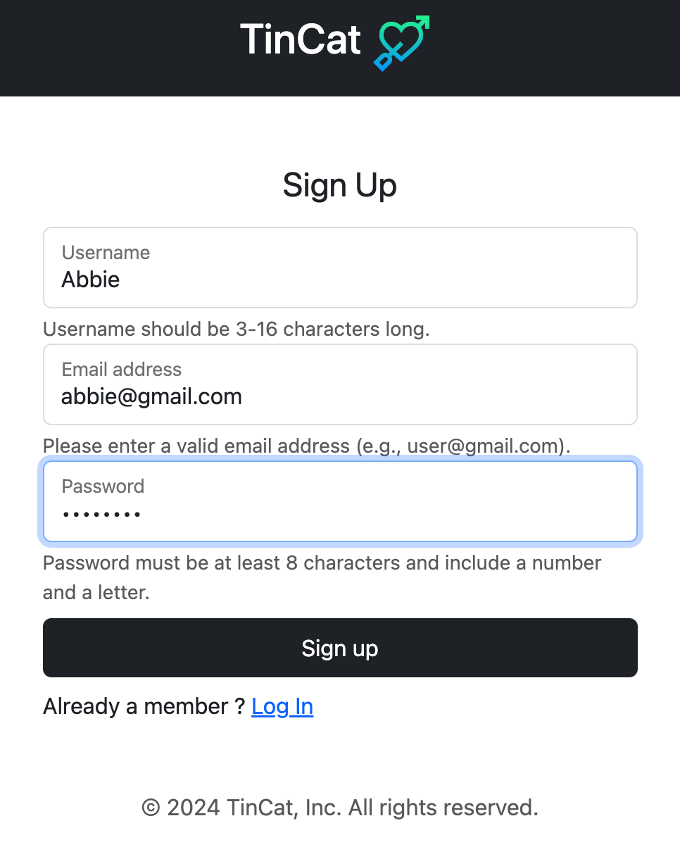 Preview of User Registration